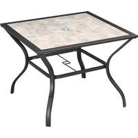 Outsunny Outdoor Dining Table with Parasol Hole, Square Garden Table for 4, PC Board Tabletop, Patio, Backyard, Grey Aosom UK