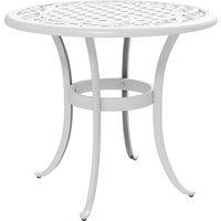 Outsunny 60 cm Round Garden Table, Cast Aluminium Outdoor Patio Table, White