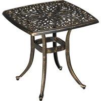 Outsunny Patio Side Table, Cast Aluminium, 38mm Umbrella Hole, 54x54cm, Outdoor Coffee Table, Bronze Aosom UK