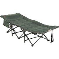 Outsunny Sun Lounger Foldable, Padded Patio Camping Bed with Adjustable 170 Recline & Accessories, Grey Aosom UK