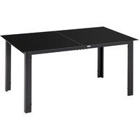 Outsunny Outdoor Dining Table for 6, Aluminium Rectangular Garden Table with Tempered Glass Tabletop for Yard, Deck, Patio, Black Aosom UK