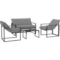 Outsunny Four-Piece Relaxed Back Garden Dining Set - Black/Light Grey