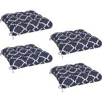 Outsunny Replacement Cushions: 4-Piece Indoor Outdoor Seat Pads with Ties for Patio Chairs, Blue Aosom UK