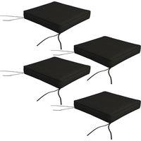 Outsunny Patio Chair Cushion Set, 4-Piece Seat Cushions with Ties, Replacement Pillows for Indoor Outdoor Use, Black Aosom UK