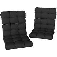 Outsunny 2-Piece Seat Cushion Replacement with Backrest, Garden Patio Chair Cushions Set with Ties, Black
