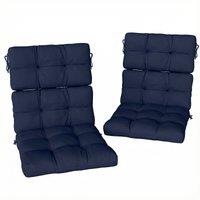 Outsunny 2-Piece Seat Cushion Replacement with Backrest, Garden Patio Chair Cushions Set with Ties, Dark Blue