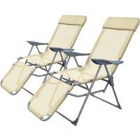 Outsunny Outdoor Sun Lounger Set of 2, Reclining Garden Chairs w/ Adjustable Footrest, 2 pcs Recliner w/ Adjustable Backrest, Headrest Aosom UK
