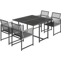 Outsunny 5 Pieces Garden Dining Set, Outdoor Patio Cube Set, 4 Seater Outdoor Table and Chairs with Foldable Backrest, Light Grey