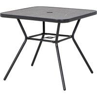 Outsunny Square Outdoor Table, Patio Bistro Coffee Table with Faux-marbled Top and 42mm Umbrella Hole for Garden