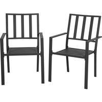 Outsunny Metal Slatted Dining Chairs: Durable, Weather-Resistant Seating for Patios, Sleek Black Finish Aosom UK