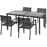 Outsunny Five-Piece Casual Outdoor Dining Set, with Wood-Effect Table - Grey