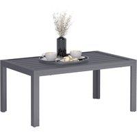 Outsunny Outdoor Side Table, Rectangular Patio Coffee Side Table with Steel Frame and Slat Tabletop for Garden, Balcony, Grey