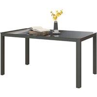 Outsunny Outdoor Dining Table, Patio Table for 6, with Tempered Glass Top & Aluminium Frame, Grey Aosom UK