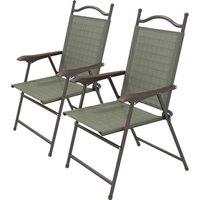 Outsunny Folding Chairs Set: Armrest, Mesh Fabric Seat for Patio, Camping & Sports, Dark Brown Aosom UK