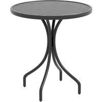 Outsunny Garden Side Table: 66cm Round Patio Accent with Metal Frame & Slatted Top, Jet Black Aosom UK