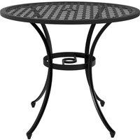 Outsunny Bistro Table, Cast Aluminium with Umbrella Hole, 85cm Round, for Balcony, Poolside, Black Aosom UK