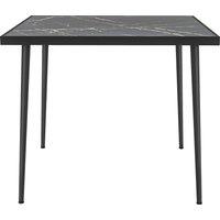 Outsunny Outdoor Dining Table for Four, Square with Marble Effect Tempered Glass Top, Steel Frame, Black