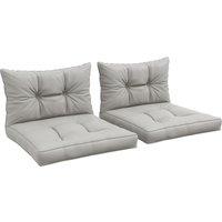 Outsunny 4-Piece Patio Chair Cushions Set, Seat and Back Pillows Replacement for Indoor Outdoor, Light Grey