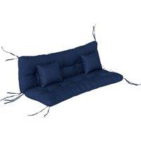 Outsunny Outdoor Seat Cushions Back Cushion with 2 Pillows, Water Repellent Seat Pads for 3-Seater Chair, Dark Blue