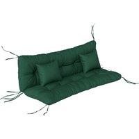 Outsunny Outdoor Seat Cushions Back Cushion with 2 Pillows, Water Repellent Seat Pads for 3-Seater Chair, Green