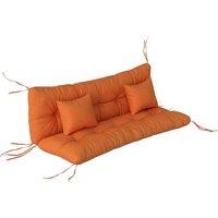 Outsunny Outdoor Seat Cushions Back Cushion with 2 Pillows, Water Repellent Seat Pads for 3-Seater Chair, Orange