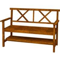 Outsunny Outdoor Bench, 2-Seater with Storage Shelf, Backrest, Armrests, Slat Seat, Wooden, Carbonized Aosom UK