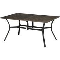 Outsunny Six-Seater Steel Garden Table, with 41mm Parasol Hole - Wood-Effect Aosom UK