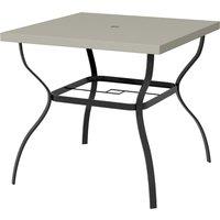 Outsunny Dia. 80cm Square Garden Dining Table with Umbrella Hole, Outdoor Dining Table with Marble Effect Top for 4 People, Black Aosom UK