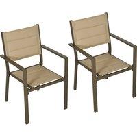 Outsunny Aluminium Stacking Garden Chairs, Set of Two, Durable Outdoor Patio Furniture, Khaki Aosom UK