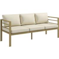Outsunny Garden Bench with Cushions, 3-Seater Sofa with Backrest, Armrest and Back Cushions, 185 x 66 x 64cm, Cream White