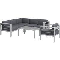 Outsunny Five-Piece Aluminium Garden Sofa Set, with Glass-Top Table - Grey Aosom UK