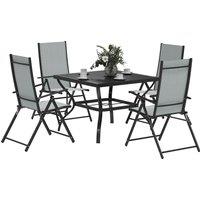 Outsunny Five-Piece Steel Frame Patio Set - Grey/Black