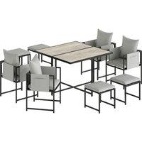 Outsunny Nine-Piece Steel Frame Garden Dining Set - Dark Grey