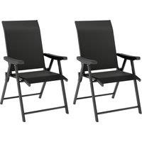 Outsunny Set of Two Folding Outdoor Chairs - Black