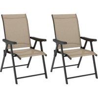 Outsunny Set of Two Folding Outdoor Chairs - Brown/Black