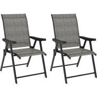 Outsunny Set of Two Folding Outdoor Chairs - Black/Grey