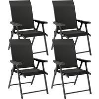 Outsunny Set of Four Folding Outdoor Chairs - Black