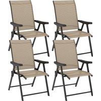 Outsunny Set of Four Folding Outdoor Chairs - Brown/Black