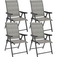 Outsunny Set of Four Folding Outdoor Chairs - Black/Grey