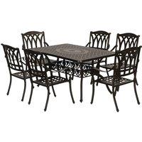 Outsunny Seven-Piece Cast Aluminium Garden Dining Set - Bronze Tone