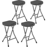 Outsunny Folding Stool Set of 4, Decorative Garden Stool Set with Safety Latch, Steel Legs and Handle for Indoor and Outdoor, Charcoal Grey