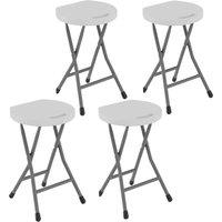 Outsunny Folding Stool Set of 4, Decorative Garden Stool Set with Safety Latch, HDPE Seat and Handle for Indoor and Outdoor, White
