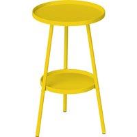 Outsunny Two-Tier Metal Garden Table - Yellow