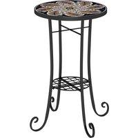 Outsunny Mosaic Garden Table, 35.5 cm Round Outdoor Table with Shelf, Ceramic Tile Top, Bistro Table Plant Stand for Indoor, Patio, Balcony, Orange