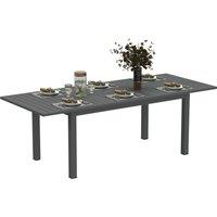 Outsunny Aluminium Extending Garden Table with Slatted Top for 6-8 Person, 160/220 x 90 x 73 cm, Grey