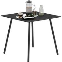 Outsunny Square Garden Table with Slat Top, Steel Frame, Outdoor Table for 4 Person, 80 x 80 x 74 cm, Black
