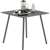 Outsunny Square Garden Table with Slat Top, Steel Frame, Outdoor Table for 4 Person, 80 x 80 x 74 cm, Grey
