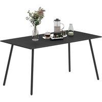Outsunny Rectangle Garden Table with Slat Top, Steel Frame, Outdoor Table for 6 Person, 150 x 80 x 74 cm, Black