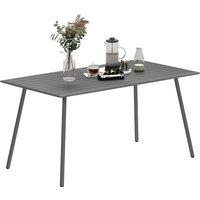 Outsunny Rectangle Garden Table with Slat Top, Steel Frame, Outdoor Table for 6 Person, 150 x 80 x 74 cm, Grey
