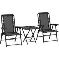 Outsunny Three-Piece Garden Table and Chair Set - Black